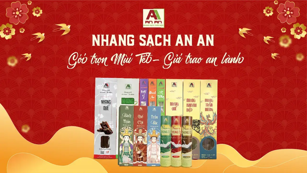 Nhang An An - Thương Hiệu Nhang Thảo Mộc Số 1 Việt Nam Chuyên Sản Xuất Và Cung Cấp Các Dòng Nhang Sạch Thảo Mộc, Mùi Hương Dịu Nhẹ Tự Nhiên, Ít Khói, Ít Tàn, An Toàn Sức Khoẻ.