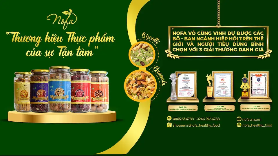 Nofa 1 Thương Hiệu Chuyên Sản Xuất Bánh, Ngũ Cốc Giảm Cân, Hạt Dinh Dưỡng & Quả Sấy Nhập Khẩu Thơm Ngon, Đảm Bảo Và Giàu Dinh Dưỡng.